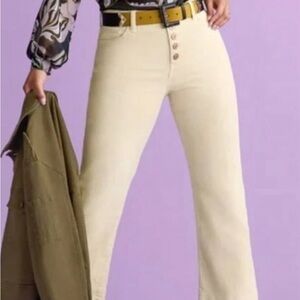 CAbi Cream Corduroy Button-Fly Pants